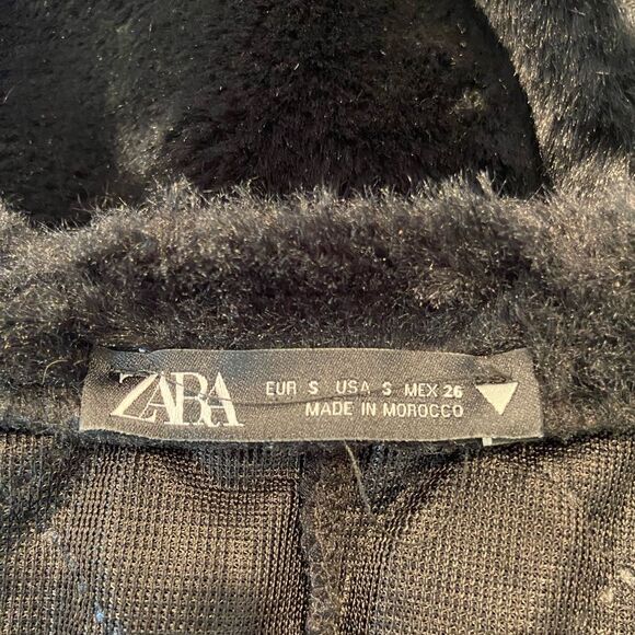 Zara Black Cropped Fuzzy Sweater S - Picture 3 of 5